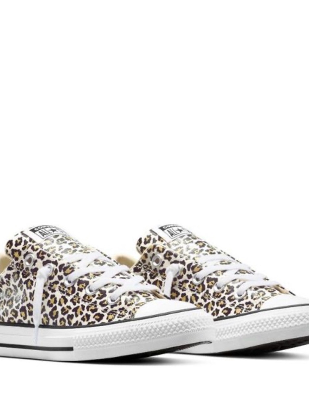 Converse Kids Leopard Print Low Top Sneakers - White, Tan, Black